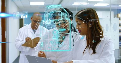 Researchers Collaborating on Futuristic Security Technology in Laboratory