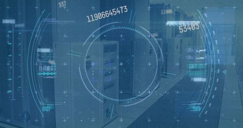 Futuristic data processing concept with scope interface