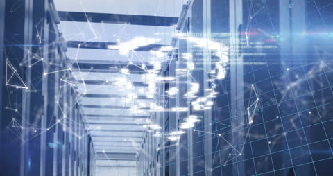 Digital Padlock Animating Across Data Center Aisle