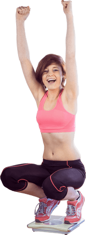 excited woman cheering on scale transparent background - Download Free Stock Videos Pikwizard.com
