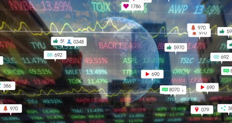 Global Finance and Technology Concept with Social Media and Data Visualization