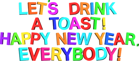Colorful New Year's Toast Text on Transparent Background