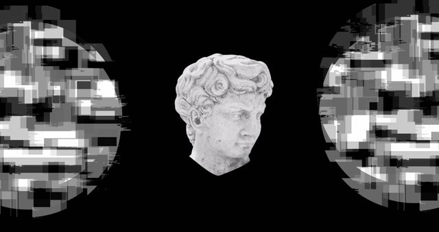 Modern Abstract Design with Antique Roman Sculpture on Black Background - Download Free Stock Images Pikwizard.com