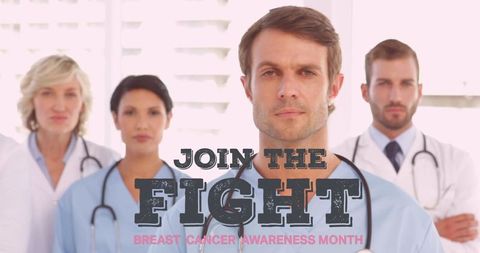 Inspirational breast cancer awareness with dedicated healthcare professionals