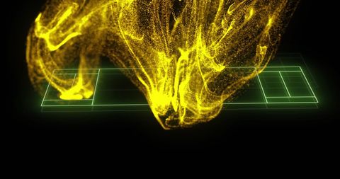 Futuristic Yellow Particle Waves Over Digital Sports Court Design - Download Free Stock Images Pikwizard.com