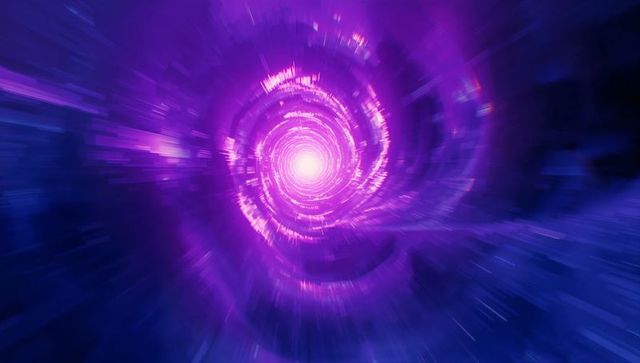 Dynamic purple vortex converging to radiant cosmic core