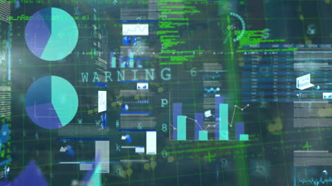 Futuristic Digital Interface With Data Visualization and Security Alerts