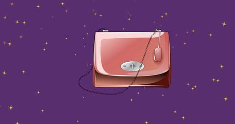Fashionable Handbag Illustration Against Starry Purple Background