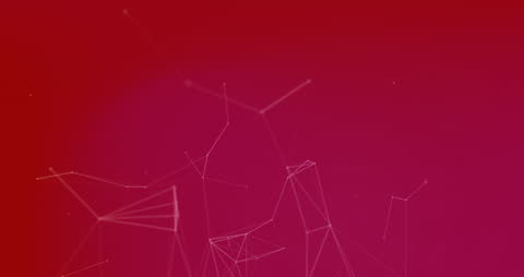 Digital Network Connections Overlay on Red Background