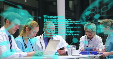 Doctors Discussing Medical Data with Holographic Interface - Download Free Stock Images Pikwizard.com