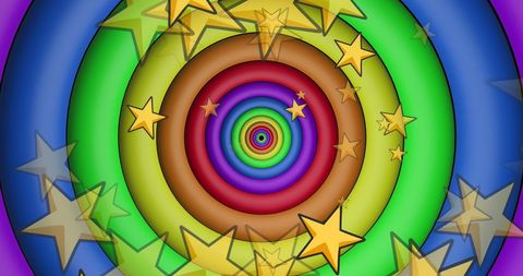 Yellow Stars over Vibrant Rainbow Circles Concept Art - Download Free Stock Images Pikwizard.com