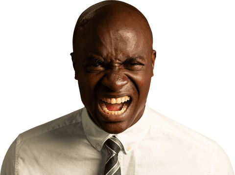 Transparent Angry Businessman Shouting in Formal Attire