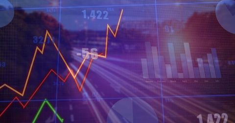 Dynamic Financial Data Visualization with Highway Background