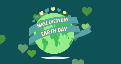 Earth Day Celebration Globe with Hearts and Green Themes