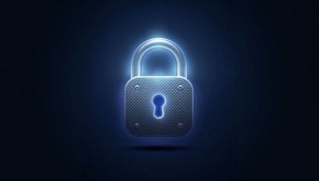 Glowing Metallic Padlock Representing Cybersecurity, Data Protection, Privacy and Encryption