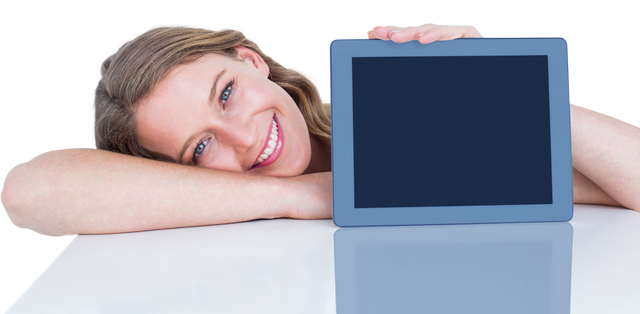 Smiling Woman Displaying Modern Transparent Tablet screen - Download Free Stock Videos Pikwizard.com