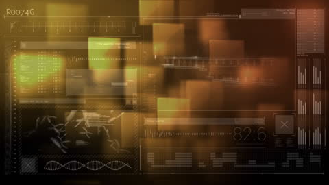 Abstract Yellow Squares on Digital Interface Showing Data