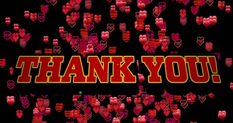 Vibrant Thank You Text with Floating Hearts Background - Download Free Stock Images Pikwizard.com