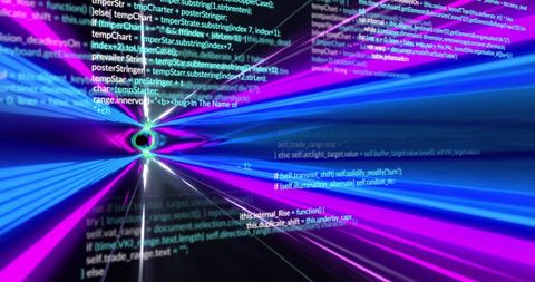 Abstract Digital Data Processing Over Light Trails - Download Free Stock Images Pikwizard.com