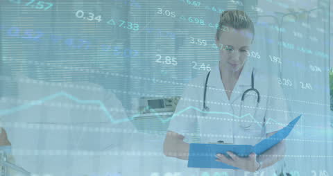 Doctor Reviewing Medical Data amidst Digital Interface