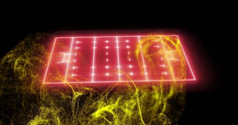 Glowing Digital Football Field Over Vibrant Swirling Particles - Download Free Stock Images Pikwizard.com