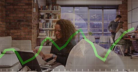 Businesswoman Analyzing Financial Data with Growth Chart