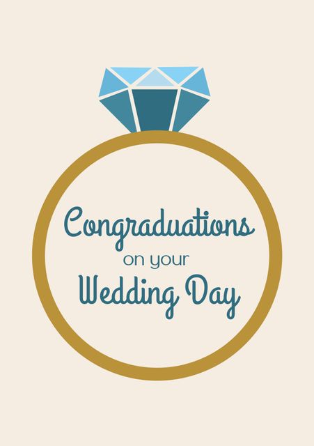 This design features congratulatory text set within a stylish engagement ring graphic over a soft beige background. Perfect for wedding cards, social media posts, or event invitations celebrating a couple's special day.