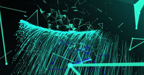 Abstract digital connections with vibrant green glow