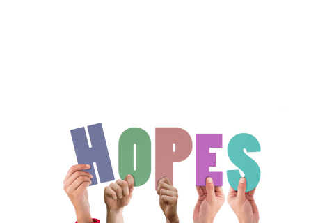 multiple hands raising the colorful word 'hopes' on transparent background - Download Free Stock Videos Pikwizard.com