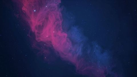 Magenta-Blue Nebula Streaming Across Starfield, Ethereal Cosmic Dust and Stars