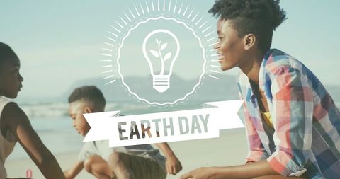 Kids Engaging in Beach Activities for Earth Day Celebration - Download Free Stock Images Pikwizard.com