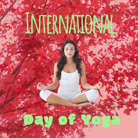 Yoga Meditation in Nature with Autumn Foliage Background