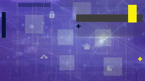 Digital Network Animation with Security and Web Icons