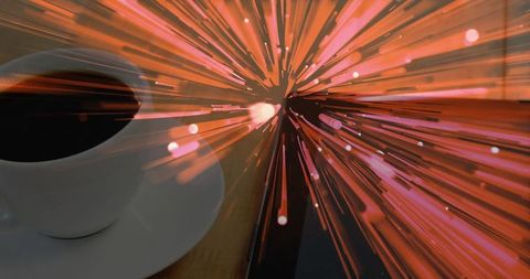 Abstract Concept of Coffee Energy with Vivid Light Trails