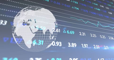 Globe with Financial Data Displays Global Market Trends - Download Free Stock Images Pikwizard.com