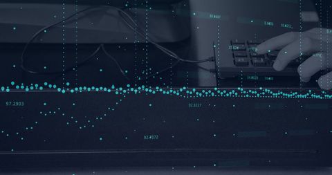 Hands Using Keyboard with Overlay of Statistical Data - Download Free Stock Images Pikwizard.com