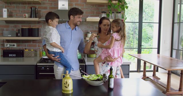 Happy Family Spending Time Together in Modern Kitchen - Download Free Stock Images Pikwizard.com