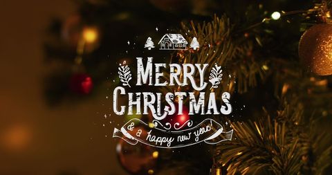 Festive Christmas Greeting with Decorated Tree - Download Free Stock Images Pikwizard.com