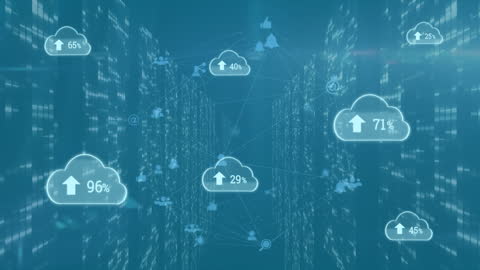 Cloud Computing Visualization with Data Analytics Symbols