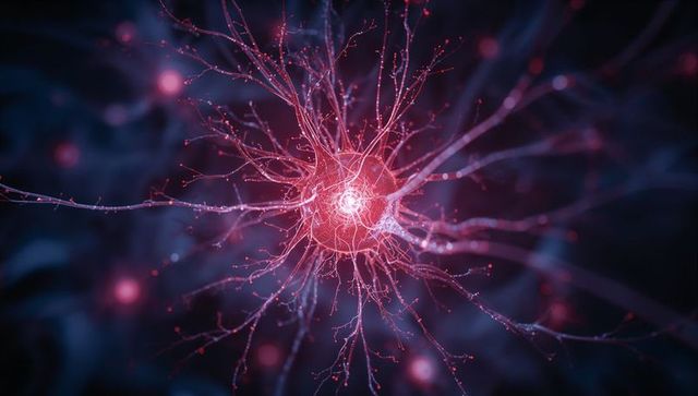 Digital brain network neuron with glowing connections