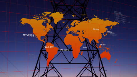 Digital Network Data Overlay on Global Map