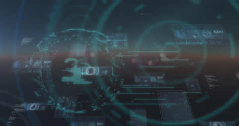 Digital Interface Concept with Animated Data Processing