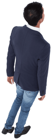 Transparent View of Businessman in Jeans Walking Boldly and Confidently