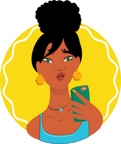 Stylized Woman Taking Selfie Against Transparent Background