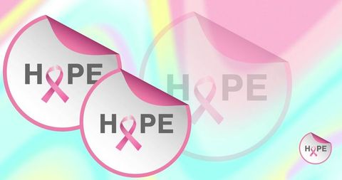 Breast Cancer Awareness Ribbon and Hope Message on Colorful Background - Download Free Stock Images Pikwizard.com