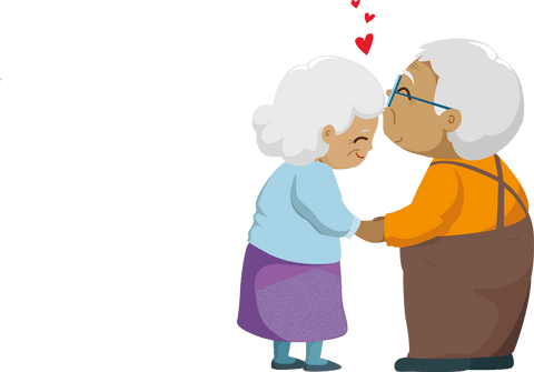 elderly couple with hearts on transparent background - Download Free Stock Videos Pikwizard.com