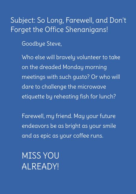 Humorous Office Farewell Message for Colleague - Download Free Stock Videos Pikwizard.com