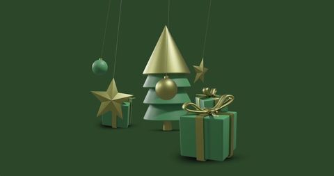 Minimalist Christmas Decorations with Green Background