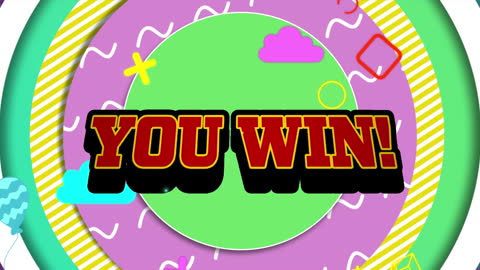 You Win Text on Vibrant Abstract Background Animation