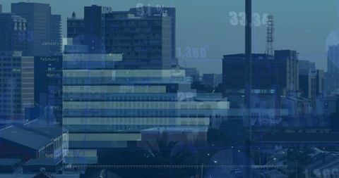 Data Overlay on Urban Skyline Highlighting Financial Analysis - Download Free Stock Images Pikwizard.com
